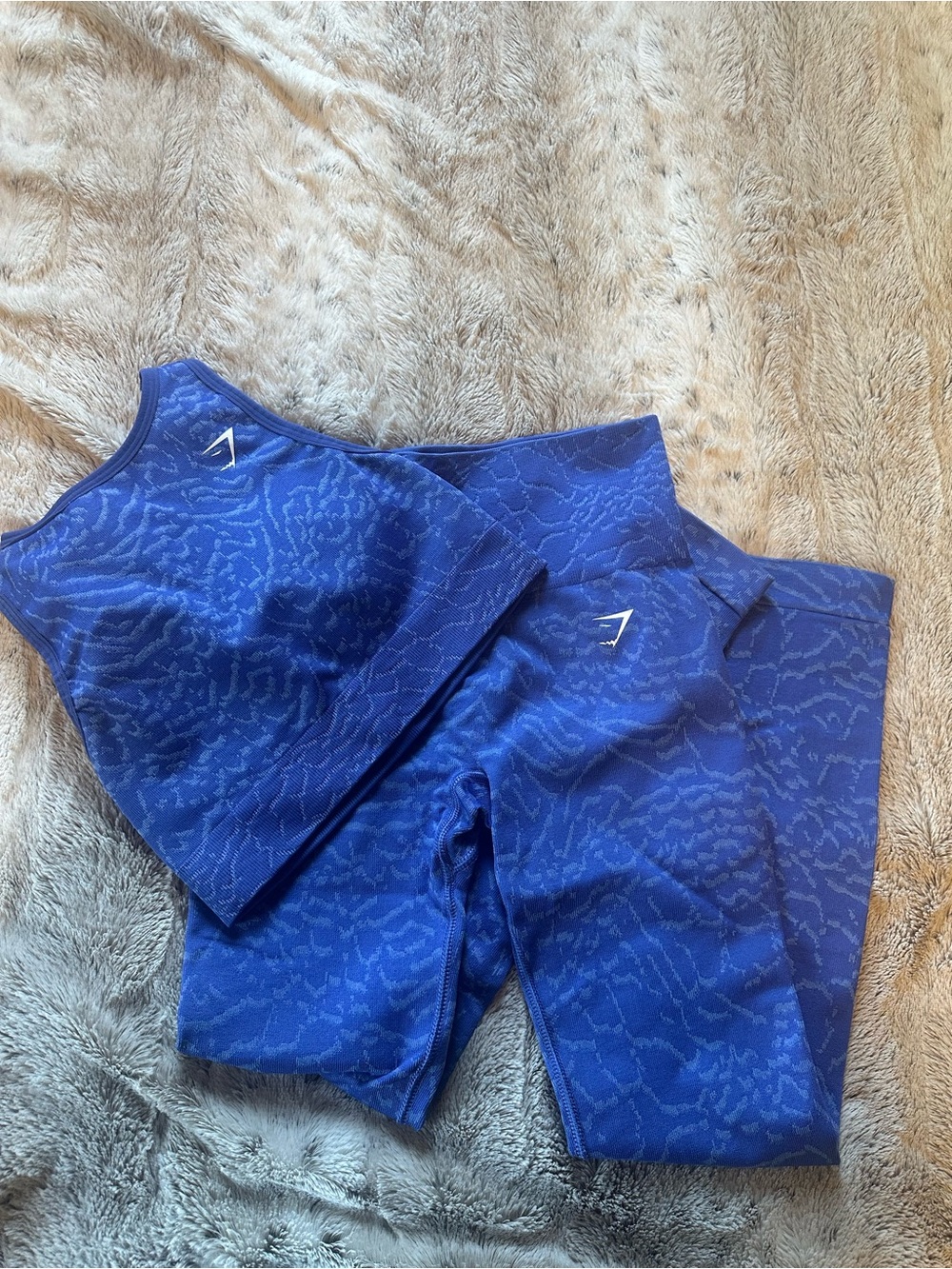Gymshark Royal Blue Textured Seamless Crop & Leggings Set